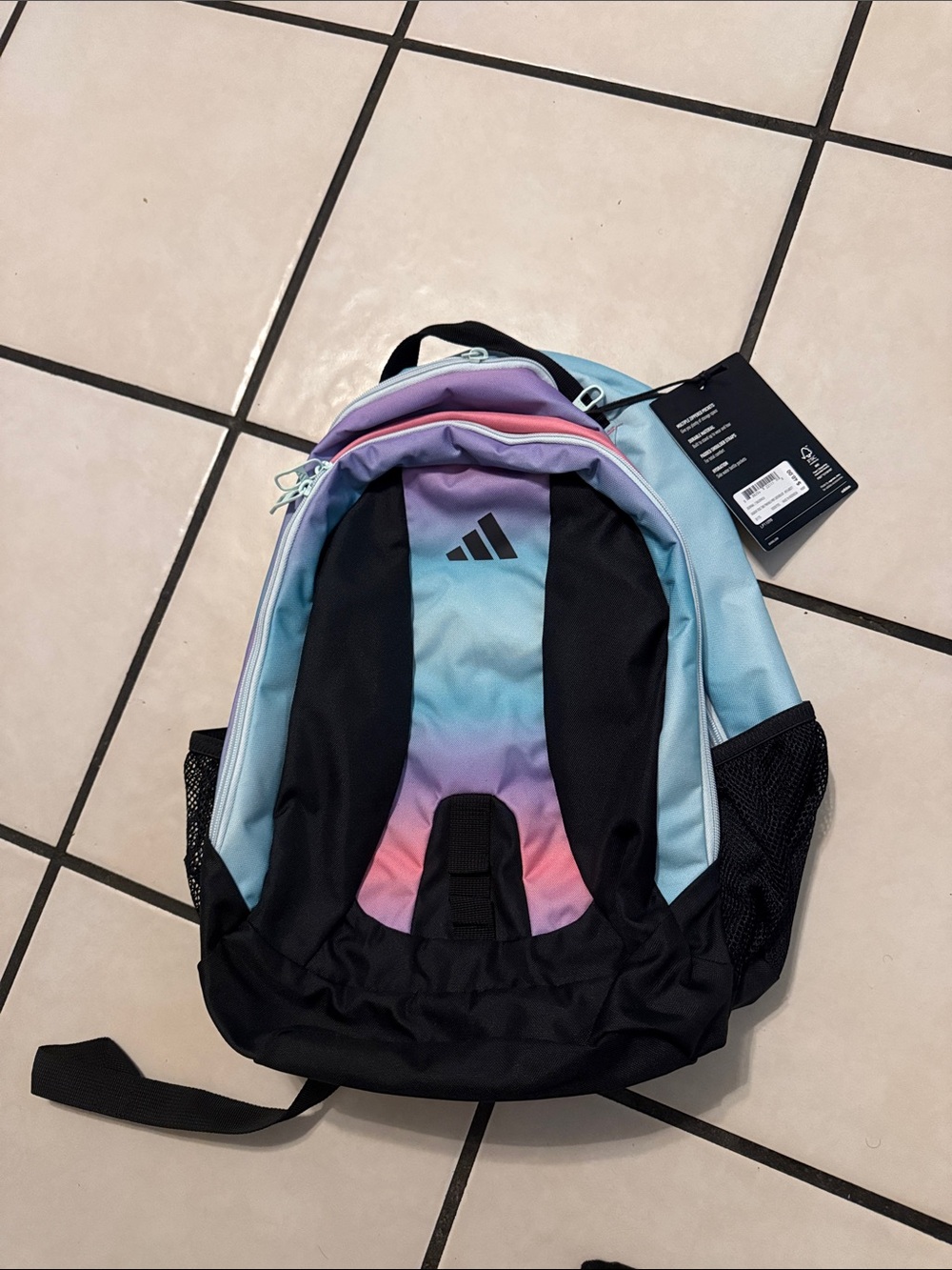 adidas  Backpack in Light Blue with Blue-Purple Gradient and Black Accents